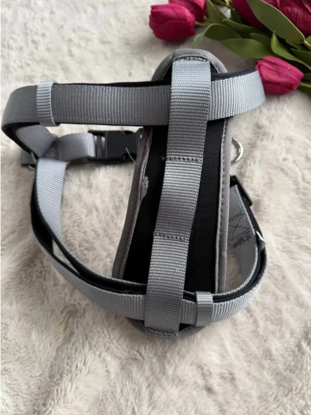 Adjustable Gray Dog Harness with Padded Chest |